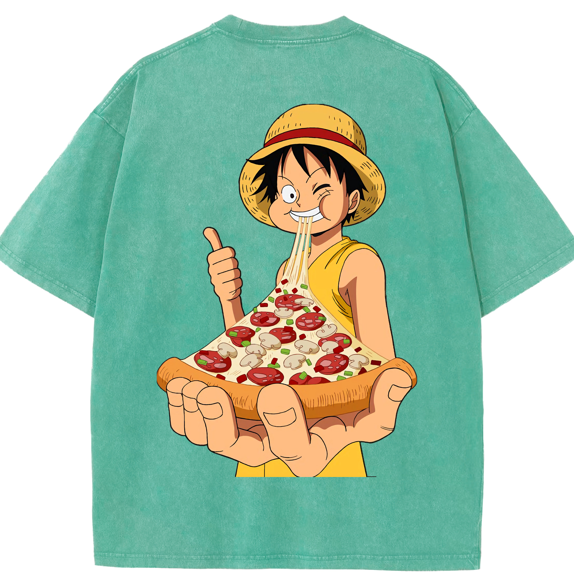 ワンピース モンキー・D・ルフィ ONE PIECE Monkey D. Luffy 綿100% ヴィンテージ風 半袖Tシャツ（背面プリント）